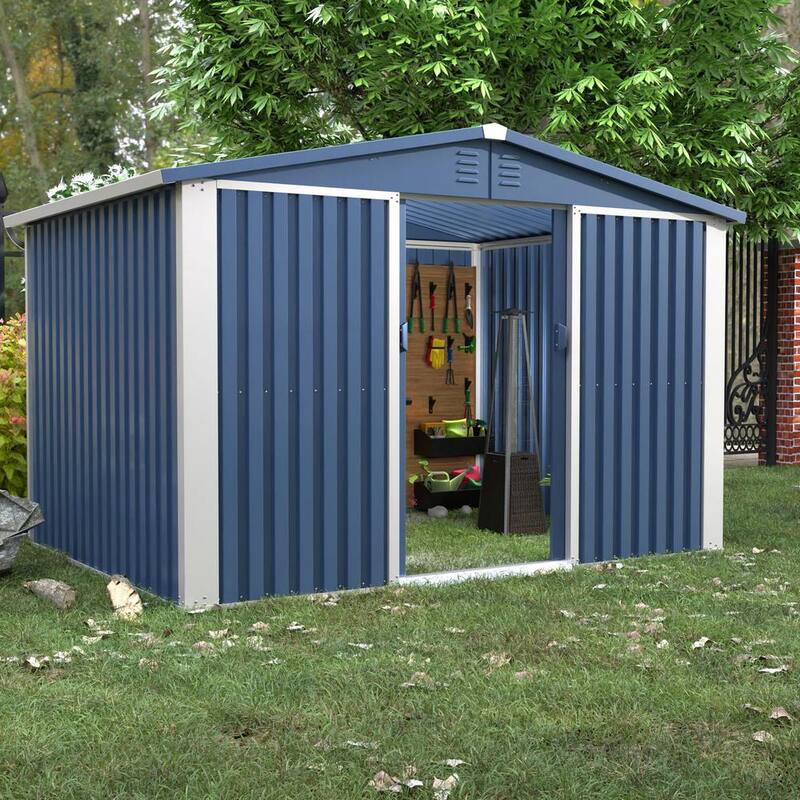 Blue Metal Outdoor Storage Shed with Air Vents W419894