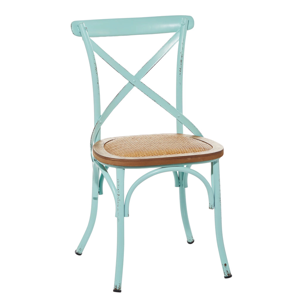 Metal Dining Chair with Brown Rattan Seat, Set of 2 K3125