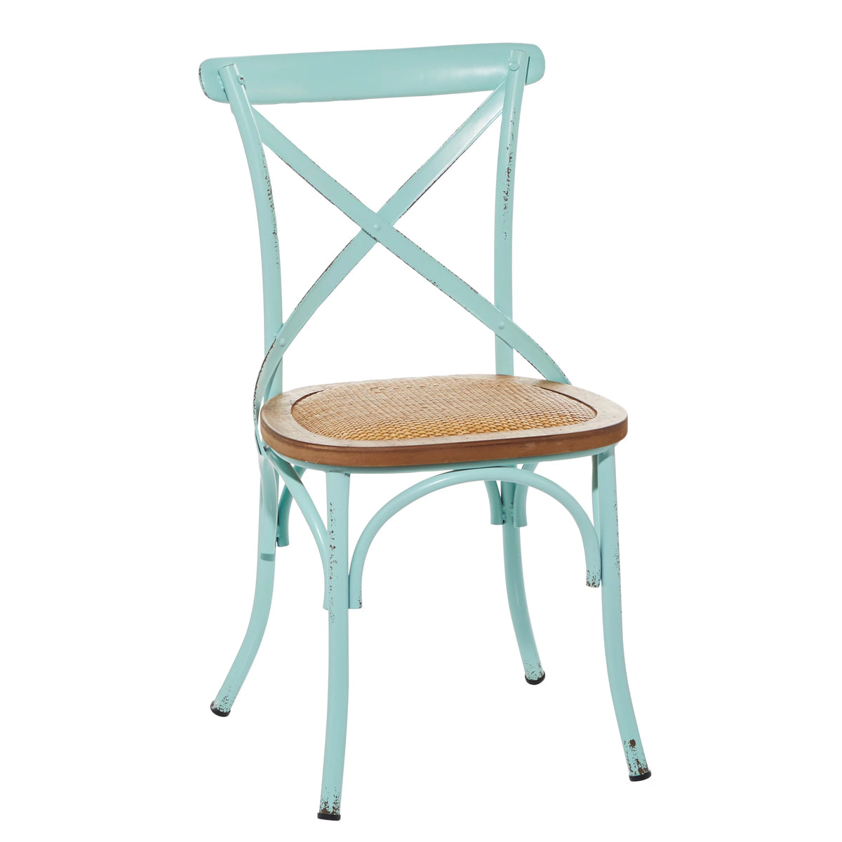 Metal Dining Chair with Brown Rattan Seat, Set of 2 K3125