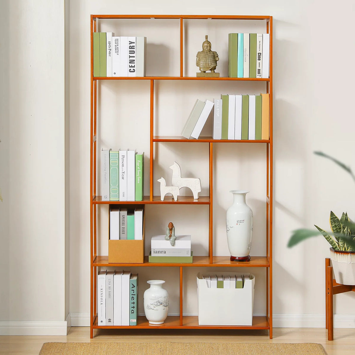 Bamboo 6 Tiers Brown Bookshelf W346