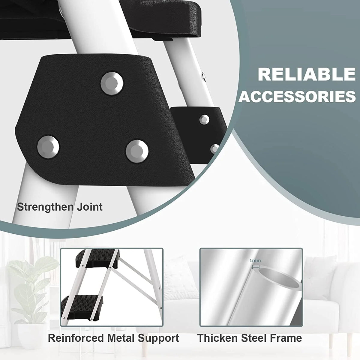 Folding 5-Step Ladder with Handrails and Tool Tray B8686