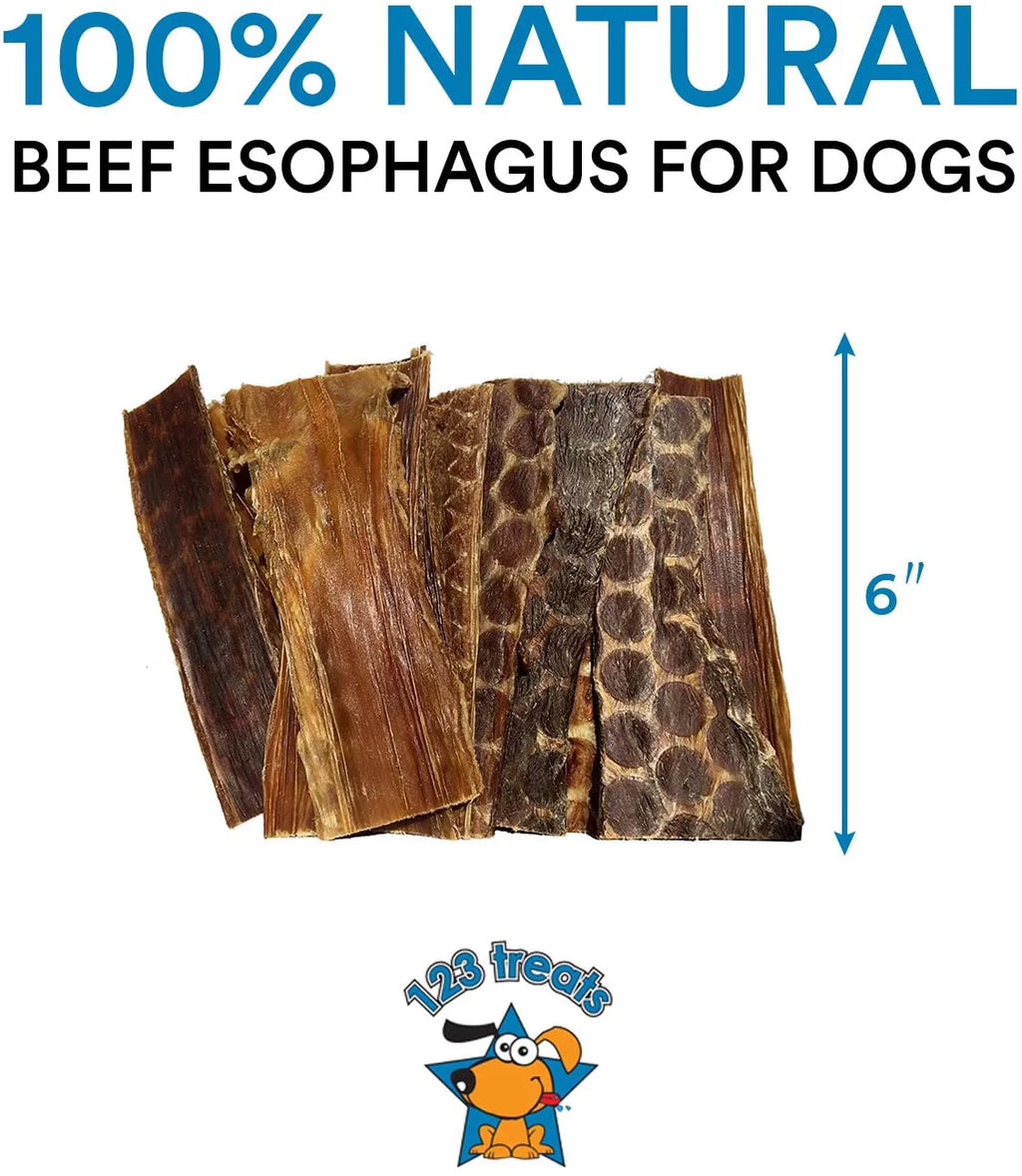 Beef Esophagus Gullet Jerky Dog Chews 6" 25 Count P2383