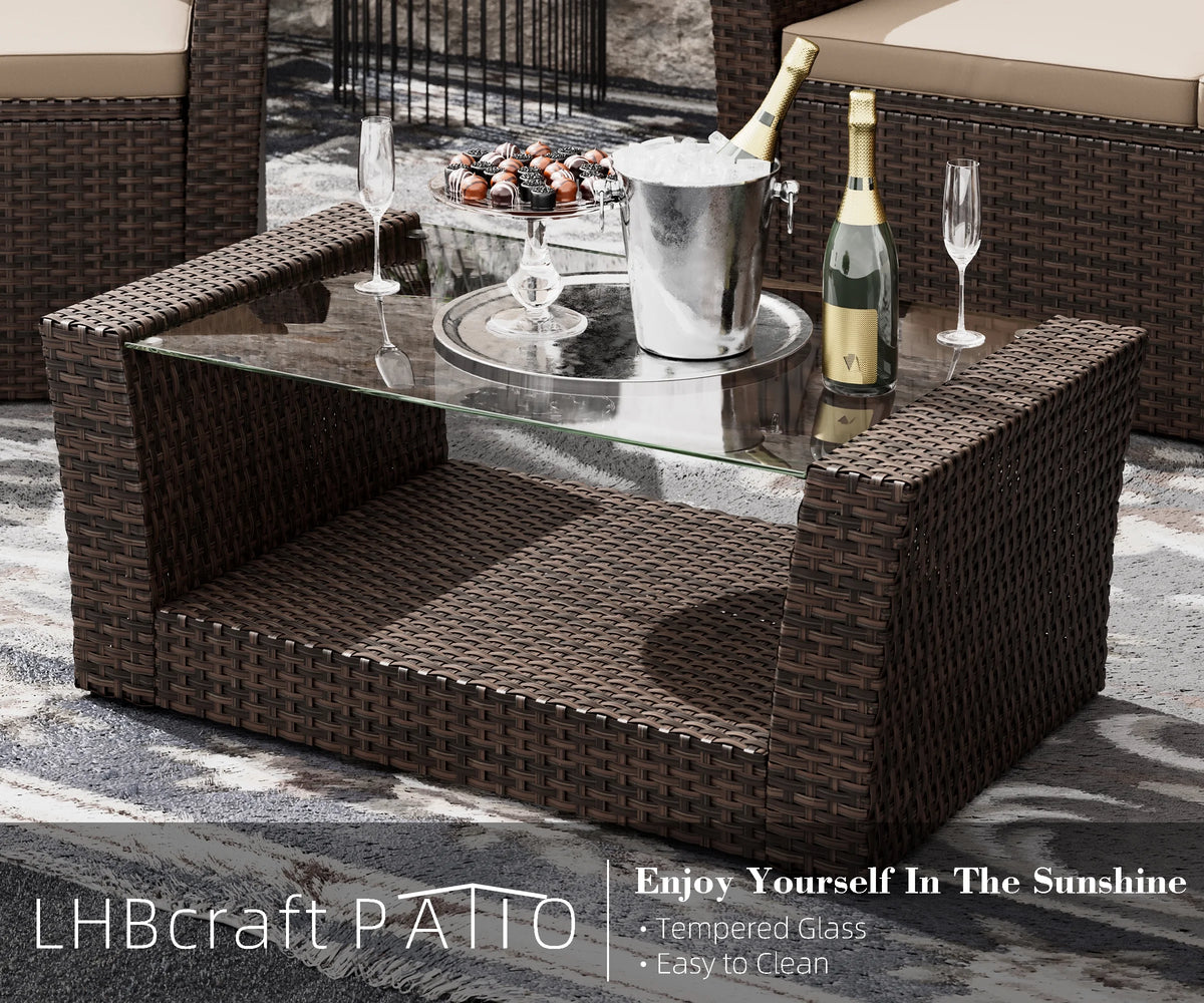 4 PCS Rattan Wicker Patio Conversation Set Q11590