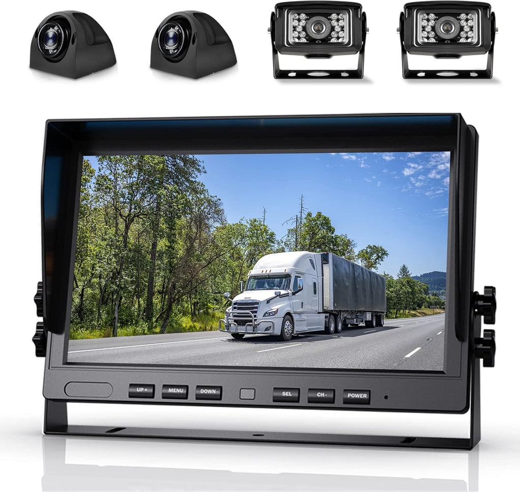10.2 1080P Quad Split Monitor with DVR Waterproof Backup Camera System D163